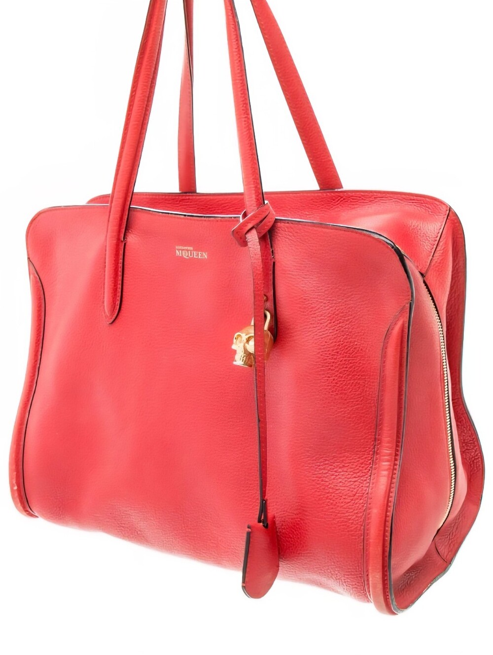 Alexander McQueen Large Skull Padlock Red Leather Satchel. excellent condition - Picture 9 of 16